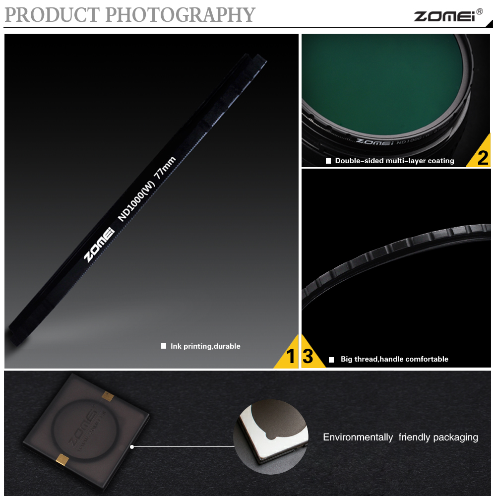 Zomei Circular 82mm Ultra Slim HD ND1000 18 Layer Multi-Coated Optical Schott Glass 10 Stop Neutral Density Lens Filter 