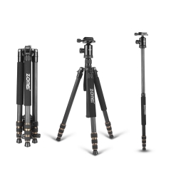 ZOMEi 668C 65" Carbon Fiber Tripod Monopod Lightweight Compact Travel Tripod with 360 Degree Ball Head and Quick Release Plate for DSLR Camera
